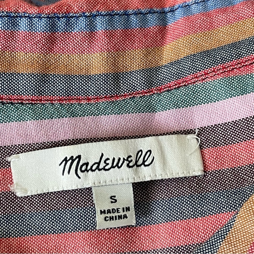 Madewell Courier Rainbow Striped Cotton Button Back Shirt Top - 35837 - Picture 3 of 11